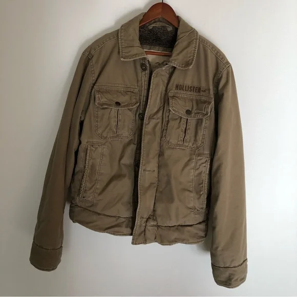 Hollister Heavy Rugged Jacket Trucker Utility Military Iconic Field Men's S - Picture 10 of 10